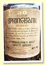 Springbank 30 yo (43%, OB for Japan, 1980s) Springbank 30 yo (43%, OB for Japan, 1980s)