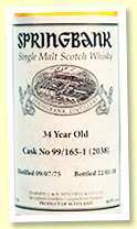 Springbank 34 yo 1975/2010 (40.5%, OB ‘private cask’, cask #99/165-1) Springbank 34 yo 1975/2010 (40.5%, OB ‘private cask’, cask #99/165-1)