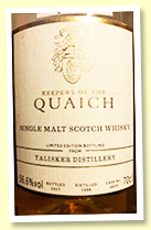 Talisker 1998/2017 (56.6%, OB for Keepers Of The Quaich, cask #6829, refill sherry butt, 618 bottles) Talisker 1998/2017 (56.6%, OB for Keepers Of The Quaich, cask #6829, refill sherry butt, 618 bottles)