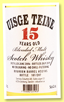 Uisge Teine 15 yo 2004/2019 (56.4%, Svenska Eldvatten, blended malt, bourbon barrel, cask #SE105, 207 bottles) 