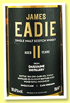 Dailuaine 11 yo 2009/2020 (55.6%, James Eadie, refill hogshead, 219 bottles) Dailuaine 11 yo 2009/2020 (55.6%, James Eadie, refill hogshead, 219 bottles)