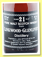 Linkwood 21 yo 1956/1977 (45.7 G.L., Cadenhead, black dumpy)