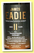Mannochmore 11 yo 2008/2019 (56.5%, James Eadie, for the Netherlands, oloroso finish, cask #348033, 298 bottles) Mannochmore 11 yo 2008/2019 (56.5%, James Eadie, for the Netherlands, oloroso finish, cask #348033, 298 bottles)