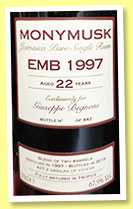 Monymusk 22 yo 1997/2019 ‘EMB’ (67.9%, Giuseppe Begnoni, Jamaica, 442 bottles) Monymusk 22 yo 1997/2019 ‘EMB’ (67.9%, Giuseppe Begnoni, Jamaica, 442 bottles)