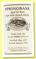 Springbank 22 yo 1997/2020 (55.4%, OB, Private Cask for HMMJ, refill sherry, cask #582, 191 bottles)