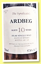 Ardbeg 10 yo 1978/1988 (57.8%, The Syndicate, 240 bottles) Ardbeg 10 yo 1978/1988 (57.8%, The Syndicate, 240 bottles)