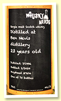 Ben Nevis 23 yo 1996/2020 (46.1%, Whisky Nerds, cask #954, hogshead, 75 bottles)
