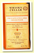 Benriach 22 yo 1997/2020 (57.1%, The Whisky Cellar ‘Private Cellars Selection’, bourbon barrel + rum finish, 189 bottles)