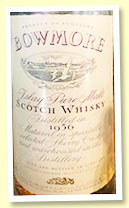 Bowmore 1956 (43%, OB for Italy, Soffiantino import, sherry, 1980s) Bowmore 1956 (43%, OB for Italy, Soffiantino import, sherry, 1980s)