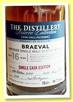 Braeval 16 yo 2000/2017 'The Distillery Reserve Collection' (54.7%, OB, cask #5116, second fill hogshead, 288 bottles) 