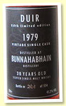 Bunnahabhain 30 yo 1979/2009 (45.2%, The Whisky Talker, cask #9619, sherry butt, 554 bottles) Bunnahabhain 30 yo 1979/2009 (45.2%, The Whisky Talker, cask #9619, sherry butt, 554 bottles)