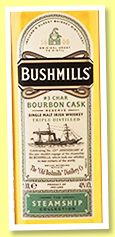 Bushmills ‘Bourbon cask’ (40%, OB, Steamship Collection, Irish single malt, 2019) Bushmills ‘Bourbon cask’ (40%, OB, Steamship Collection, Irish single malt, 2019)