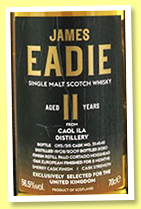 Caol Ila 11 yo 2008/2020 (56.5%, James Eadie, first fill Palo Cortado hogshead finish, UK exclusive, cask #354542, 315 bottles) Caol Ila 11 yo 2008/2020 (56.5%, James Eadie, first fill Palo Cortado hogshead finish, UK exclusive, cask #354542, 315 bottles)