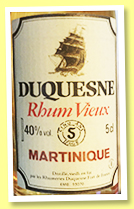 Duquesne 5 yo ‘Rhum Vieux’ (40%, OB, Martinique, 5cl, +/-1990)