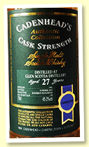 Glen Scotia 27 yo 1992/2019 (45%, Cadenhead Authentic Collection, bourbon hogshead, 150 bottles)
Glen Scotia 27 yo 1992/2019 (45%, Cadenhead Authentic Collection, bourbon hogshead, 150 bottles)