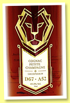 Petite Champagne ‘D67 – A52’ (49%, Jean Grosperrin for C. Dully, cask #F15, 2020) Petite Champagne ‘D67 – A52’ (49%, Jean Grosperrin for C. Dully, cask #F15, 2020)