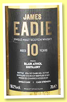 Blair Athol 10 yo 2009/2020 (56.2%, James Eadie, recharred hogshead, cask # 307362) Blair Athol 10 yo 2009/2020 (56.2%, James Eadie, recharred hogshead, cask # 307362)