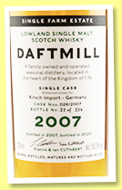 Daftmill 2007/2020 (58.2%, OB, for Kirsch Import, first fill bourbon, cask #26, 226 bottles) Daftmill 2007/2020 (58.2%, OB, for Kirsch Import, first fill bourbon, cask #26, 226 bottles)