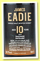Dailuaine 10 yo 2009/2020 (52.7%, James Eadie, 10th Anniversary of Scotland's Glory, oloroso quarter cask finish, cask #356855) Dailuaine 10 yo 2009/2020 (52.7%, James Eadie, 10th Anniversary of Scotland's Glory, oloroso quarter cask finish, cask #356855)