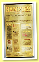 Hampden Estate 'Trelawny' (46%, OB, Velier, Jamaica, 2018) Hampden Estate 'Trelawny' (46%, OB, Velier, Jamaica, 2018)