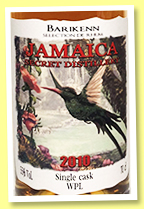 Jamaica 2010/2020 'Secret Distillery - WPL' (55%, Barikenn, Jamaica, bourbon) Jamaica 2010/2020 'Secret Distillery - WPL' (55%, Barikenn, Jamaica, bourbon)