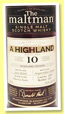 A Highland Distillery 10 yo 2010/2020 (54.8%, The Maltman, sherry butt, cask #2090, 632 bottles)