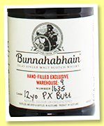 Bunnahabhain 12 yo (60.4%, OB, hand-filled at the Distillery, Warehouse 9, Pedro Ximenez, cask #1635, 2019) 