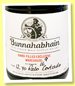 Bunnahabhain 12 yo (55.7%, OB, hand-filled at the Distillery, palo cortado, warehouse 9, cask #16, 2019)