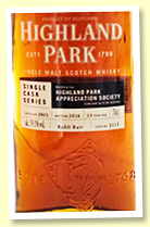 Highland Park 13 yo 2003/2016 (59.1%, OB for 'Highland Park Appreciation Society', cask #2115, refill butt, 576 bottles)