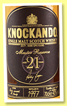 Knockando 21 yo 1997 'Master Reserve' (43%, OB, +/-2020)
