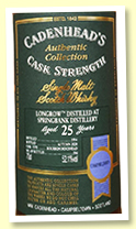 Longrow 25 yo 1994/2020 (52.1%, Cadenhead Authentic Collection, bourbon hogshead, 186 bottles)
Longrow 25 yo 1994/2020 (52.1%, Cadenhead Authentic Collection, bourbon hogshead, 186 bottles)