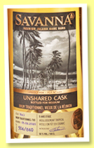 Savanna 5 yo 'Unshared Cask' (50%, OB, Salon du Rhum Belgique 2021, cognac cask, 840 bottles, 2020)
