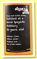 Secret Speyside Distillery 1994/2020 (48.1%, Whisky Nerds, hogshead, cask #30, 324 bottles) Secret Speyside Distillery 1994/2020 (48.1%, Whisky Nerds, hogshead, cask #30, 324 bottles)