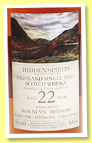Ben Nevis 22 yo 1998/2020 (54.4%, Hidden Spirits for LMDW, 2nd fill sherry, cask #BN9820, 208 bottles) 