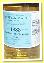 Bowmore 30 yo 1988/2019 'Outlined in Chalk' (50.9%, Wemyss Malts for Spirit Salon, Hong Kong, hogshead, 177 bottles) Bowmore 30 yo 1988/2019 'Outlined in Chalk' (50.9%, Wemyss Malts for Spirit Salon, Hong Kong, hogshead, 177 bottles)