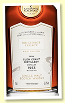 Glen Grant 67 yo 1953/2021 (59.4%, Gordon & MacPhail 'Mr George Legacy', 1st fill sherry butt, cask #4209, 355 bottles) Glen Grant 67 yo 1953/2021 (59.4%, Gordon & MacPhail 'Mr George Legacy', 1st fill sherry butt, cask #4209, 355 bottles)