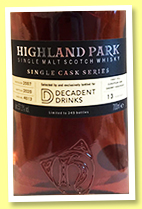 Highland Park 13 yo 2007/2021 (57.1%, OB for Decadent Drinks, cask #4613, 349 bottles) Highland Park 13 yo 2007/2021 (57.1%, OB for Decadent Drinks, cask #4613, 349 bottles)