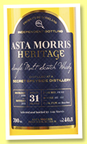 Secret Speyside 31 yo 1989/2021 (40.8%, Asta Morris Heritage, bourbon hogshead, cask #AM153, 144 bottles) Secret Speyside 31 yo 1989/2021 (40.8%, Asta Morris Heritage, bourbon hogshead, cask #AM153, 144 bottles)