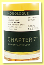 Williamson 9 yo 2010/2020 (53.9%, Chapter 7, blended malt, bourbon barrel, cask #907, 235 bottles) Williamson 9 yo 2010/2020 (53.9%, Chapter 7, blended malt, bourbon barrel, cask #907, 235 bottles)