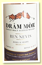 Ben Nevis 9 yo 2012/2021 (53%, Dram Mor, cask #115, 1st fill palo cortado finish, 351 bottles)
Ben Nevis 9 yo 2012/2021 (53%, Dram Mor, cask #115, 1st fill palo cortado finish, 351 bottles)