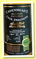 Benrinnes 11 yo 2007/2019 (58.5%, Cadenhead, Authentic Collection, bourbon barrel, 216 bottles)
