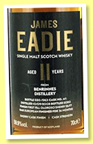 Benrinnes 11 yo 2008/2020 (59.9%, James Eadie, 1st fill oloroso finish, cask #4/1, 563 bottles) 
