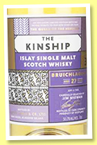 Bruichladdich 27 yo (50.2%, Hunter Laing, The Kinship, refill American oak hogshead, 555 bottles, 2019) Bruichladdich 27 yo (50.2%, Hunter Laing, The Kinship, refill American oak hogshead, 555 bottles, 2019)