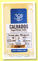 Calvados Pays d'Auge 3 yo 2013-2014/2018 (55.5%, 30&40, Ferme des Parquets, France 225 bottles)
