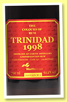 Caroni 23 yo 1998/2021 (62.2%, Wealth Solutions, The Colours of Rum, cask #47, 249 bottles) Caroni 23 yo 1998/2021 (62.2%, Wealth Solutions, The Colours of Rum, cask #47, 249 bottles)