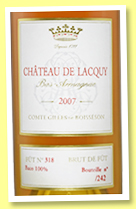 Château de Lacquy 2007 'Baco 100%' (48%, OB, Bas-armagnac, cask #318, +/-2021) Château de Lacquy 2007 'Baco 100%' (48%, OB, Bas-armagnac, cask #318, +/-2021)