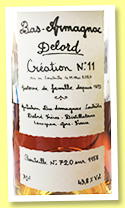 Delord 'Création N° 11' (43.8%, OB, Bas-armagnac, 1158 bottles, 2020) Delord 'Création N° 11' (43.8%, OB, Bas-armagnac, 1158 bottles, 2020)