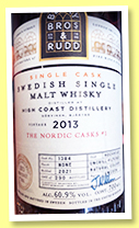 High Coast 2013/2021 (60.9%, Berry Bros. & Rudd, Sweden, Nordic Casks #1, hogshead, cask #1384, 290 bottles) 