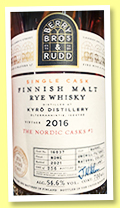 Kyro 2016/2021 (54.6%, Berry Bros. & Rudd, Finland, Nordic Casks #1, barrel, cask #16037, 256 bottles)