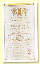 Miltonduff 20 yo 1999/2019 (50.7%, The Whisky Exchange, hogshead, cask #5015, 222 bottles)
Miltonduff 20 yo 1999/2019 (50.7%, The Whisky Exchange, hogshead, cask #5015, 222 bottles)